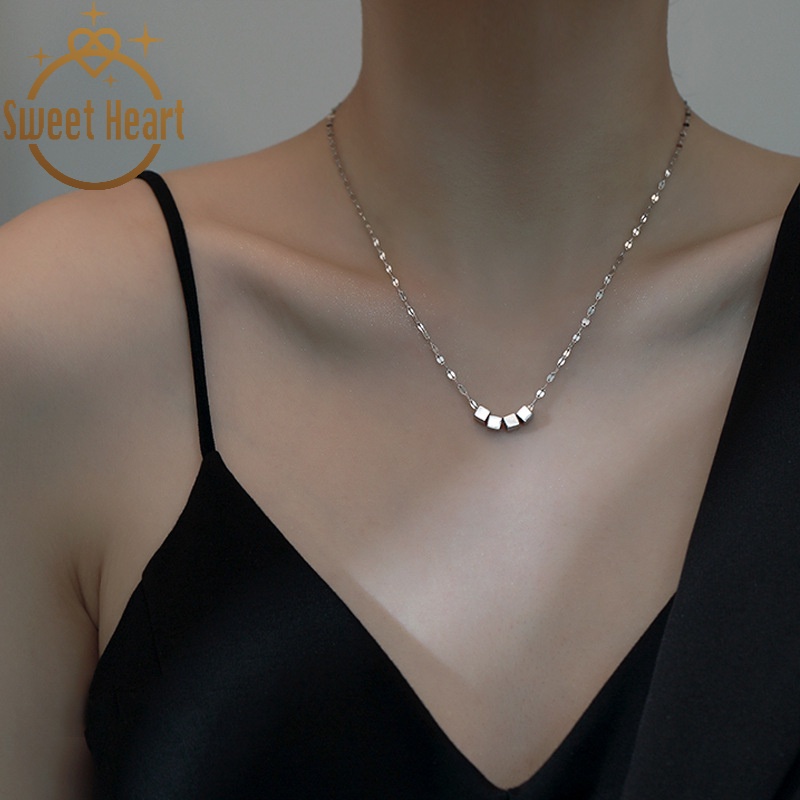 Luxury Square Necklaces Tube Chain Copper Electroplate Geometric Clavicle Chain Square Female Summer