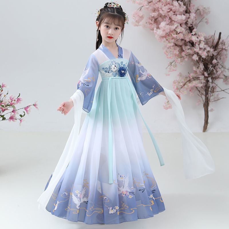 Girls' Hanfu children's ancient clothes spring and summer dress middle school children's ancient sty