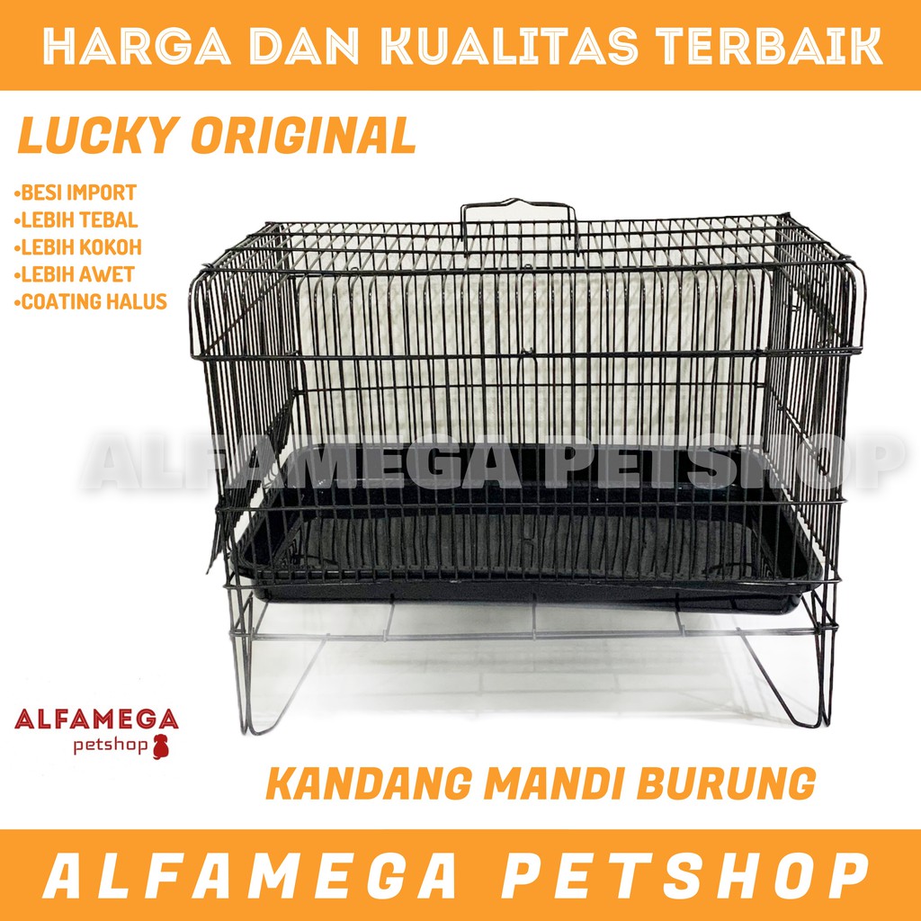 KANDANG UMBARAN BESI LIPAT SANGKAR BAK KERAMBA TEMPAT MANDI WADAH BURUNG LOVEBIRD MURAI MERPATI