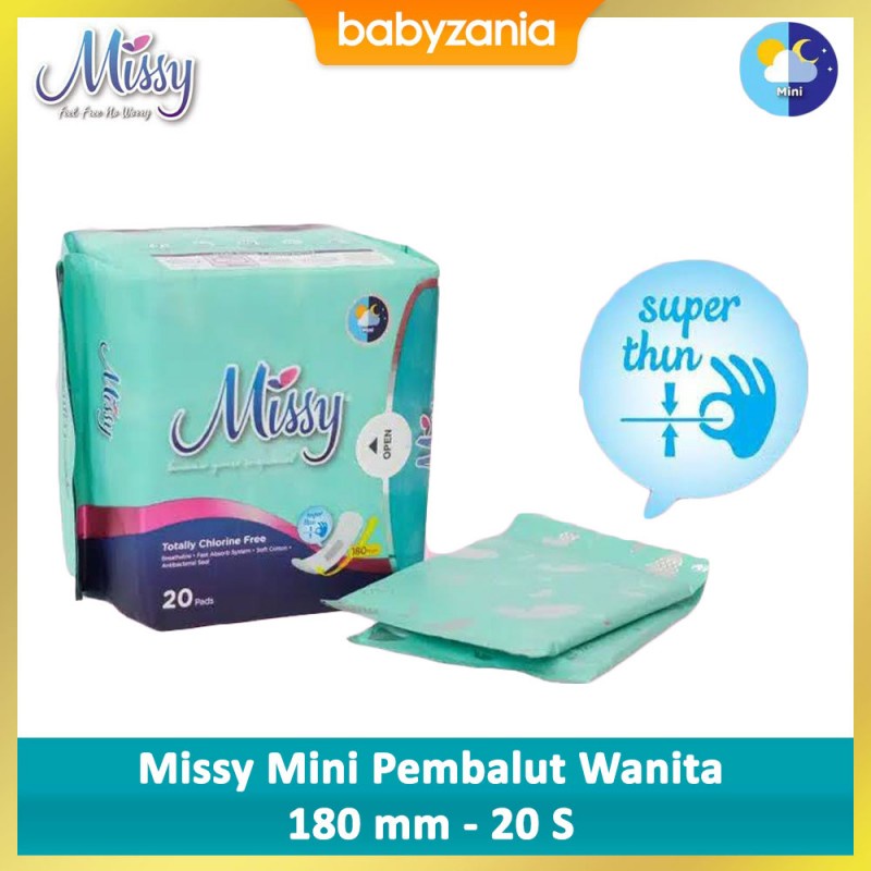 Missy Mini Super Thin Non Wings Pembalut Wanita 180 mm - 20 S