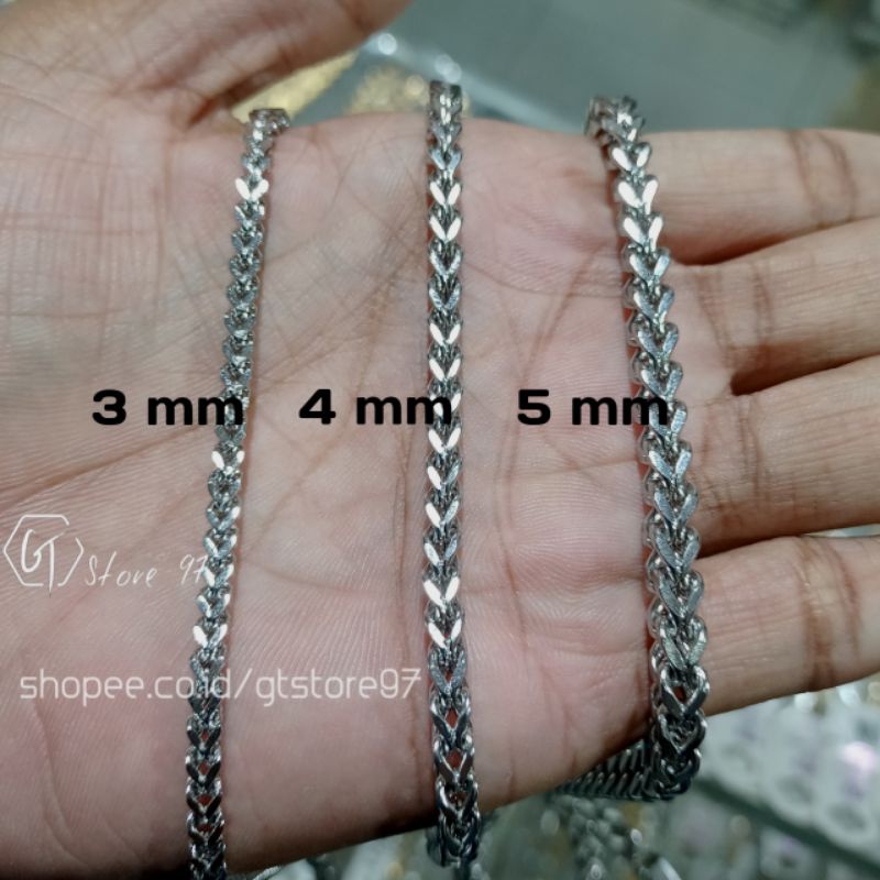 Kalung Titanium Pria Anti Karat Asli Silver Perak Emas Putih Rantai Cowok Keren Cewek Cowo Cewe Laki Laki Kalong Rante Stainless Steel Besi Putih Baja Putih