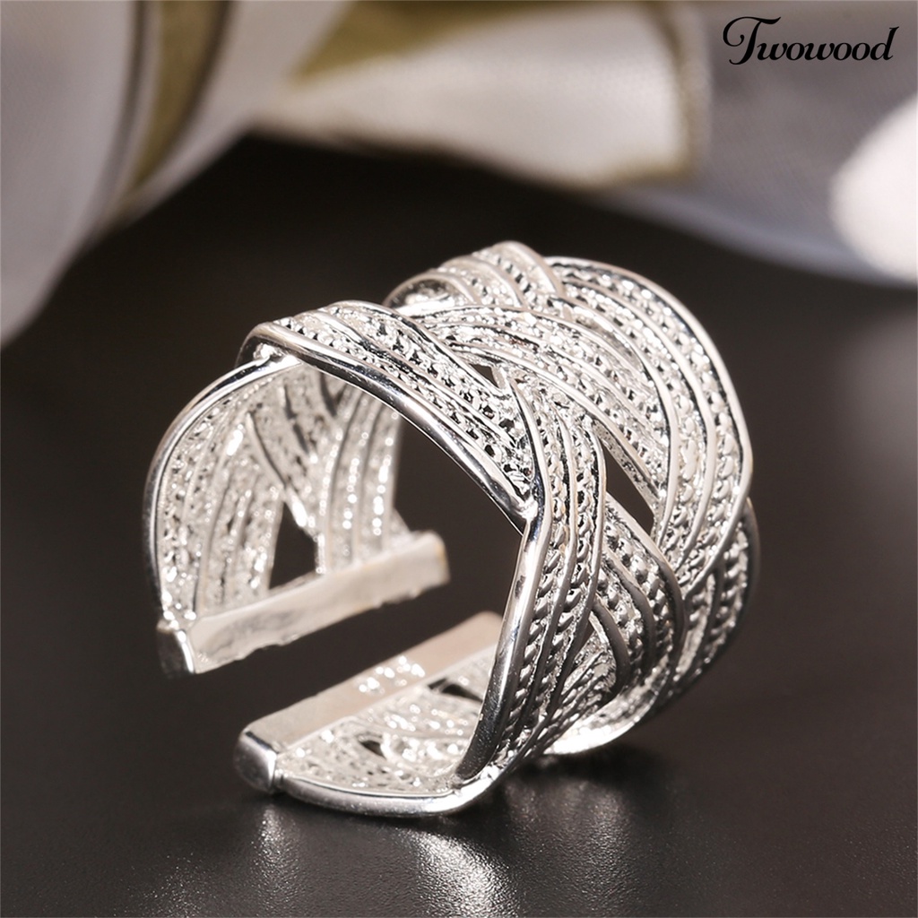 Cincin Model Terbuka Bahan 925 Silver Plated Gaya Etnik Untuk Wanita