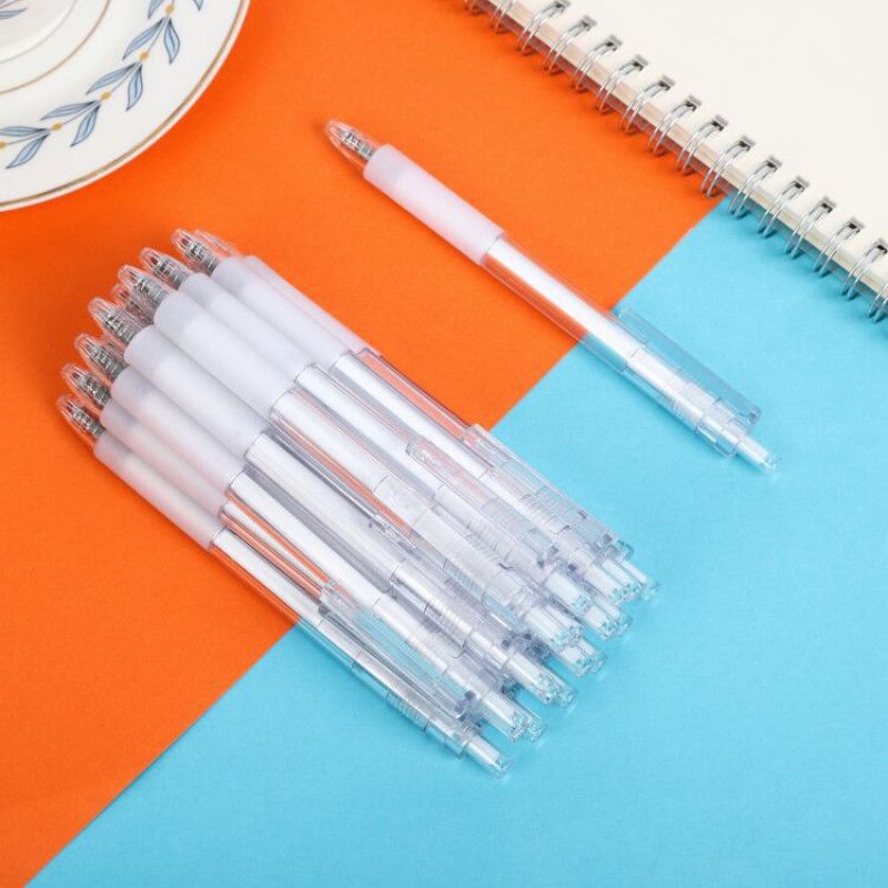 5pcs Transparent Bullet Point Gel Pen Press Pen Black Blue Ink Refill Stationery for School Office