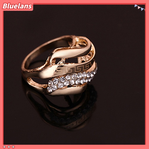 Set Perhiasan Kalung Rantai Cincin Gelang Anting Model Hollow Untuk Hadiah Pesta Pernikahan Wanita