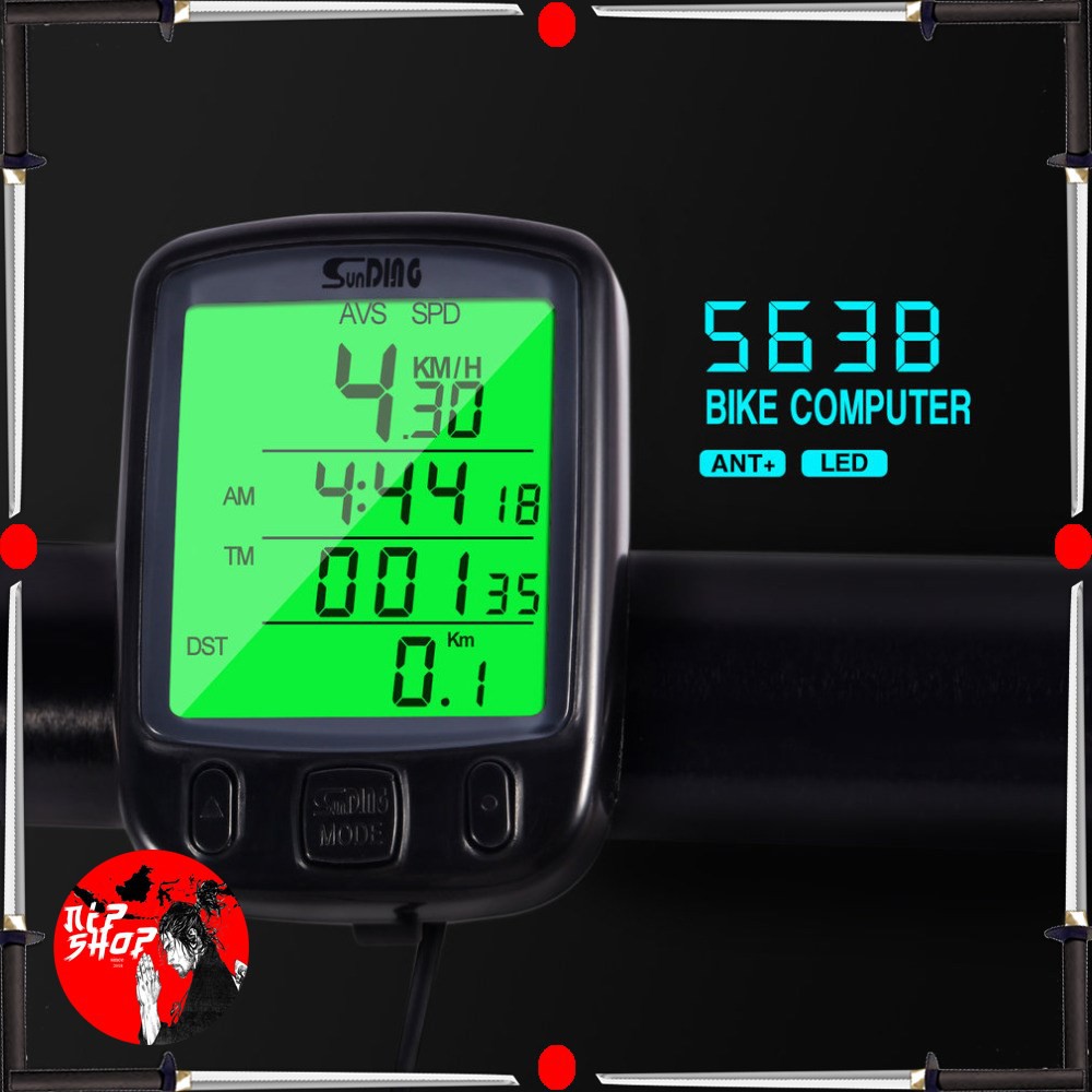 SunDING Speedometer Sepeda Backlight LCD - SD-563A - Black