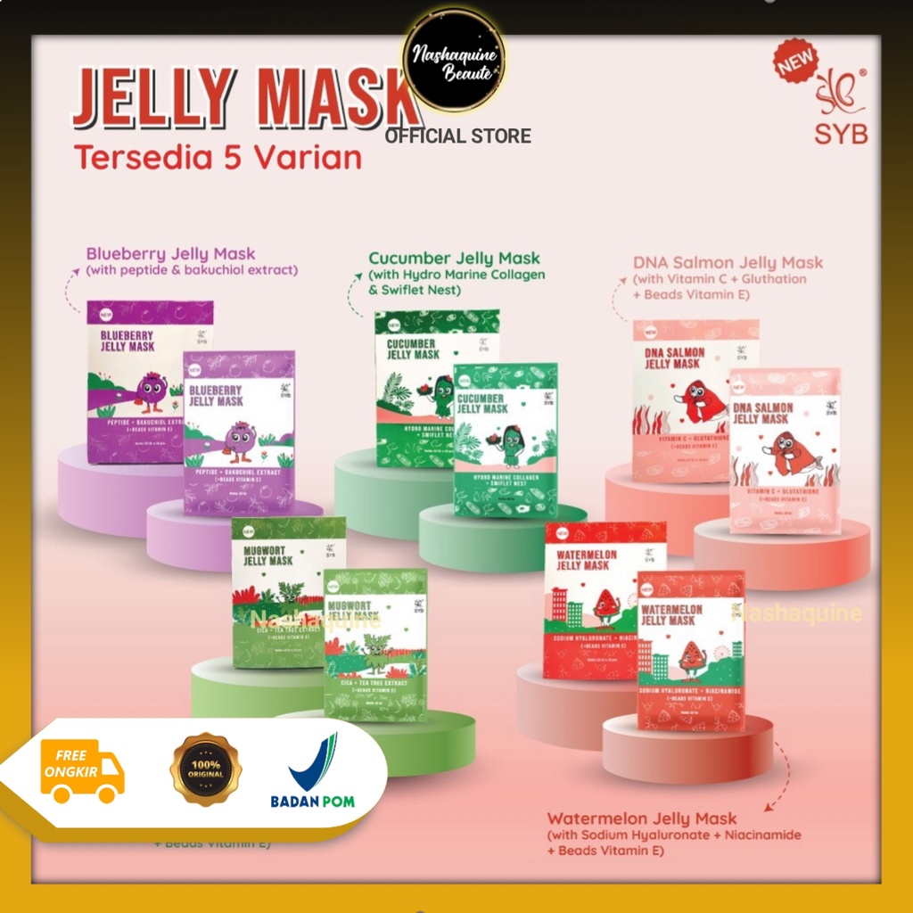 SYB Jelly Mask Blueberry | Cucumber | Mugwort | Watermelon | DNA Salmon  10gr - Face Mask | Masker