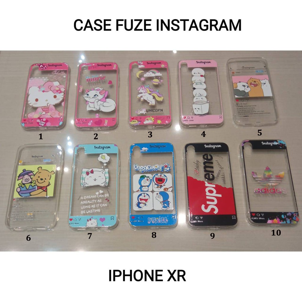 Case Fuze Glass Model Kartun Iphone 6 plus 7 8 plus XR Case Karakter untuk cewek