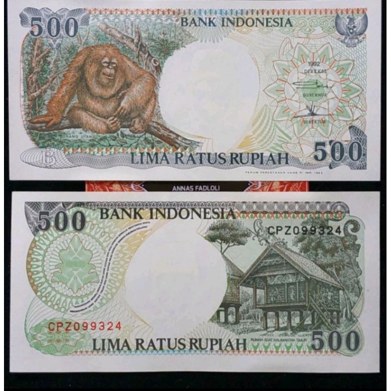 Uang Kuno 500 Rupiah Orang Hutan Tahun 1992 Asli