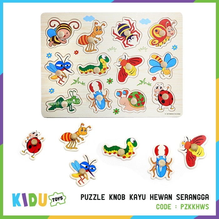 Mainan Anak Puzzle Knob Kayu Tema Hewan Kidu Toys