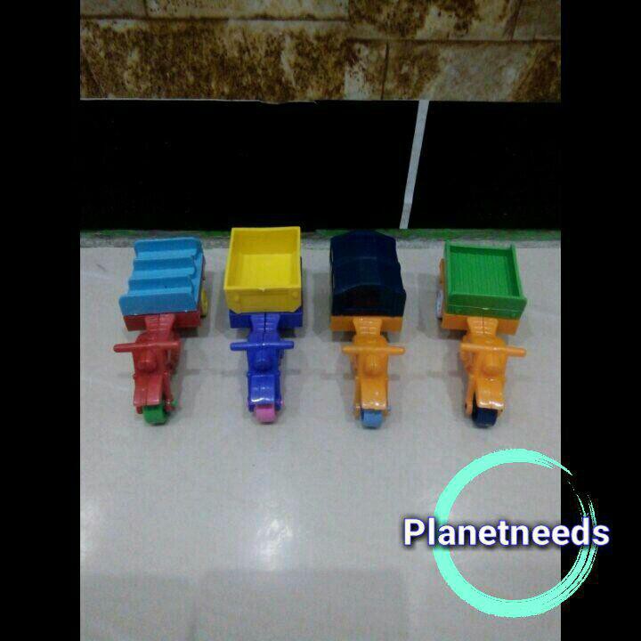 Mainan becak motor/mainan bentor/mobil gerobak mini/motor gerobak/tosa mini/alat transportasi edukas