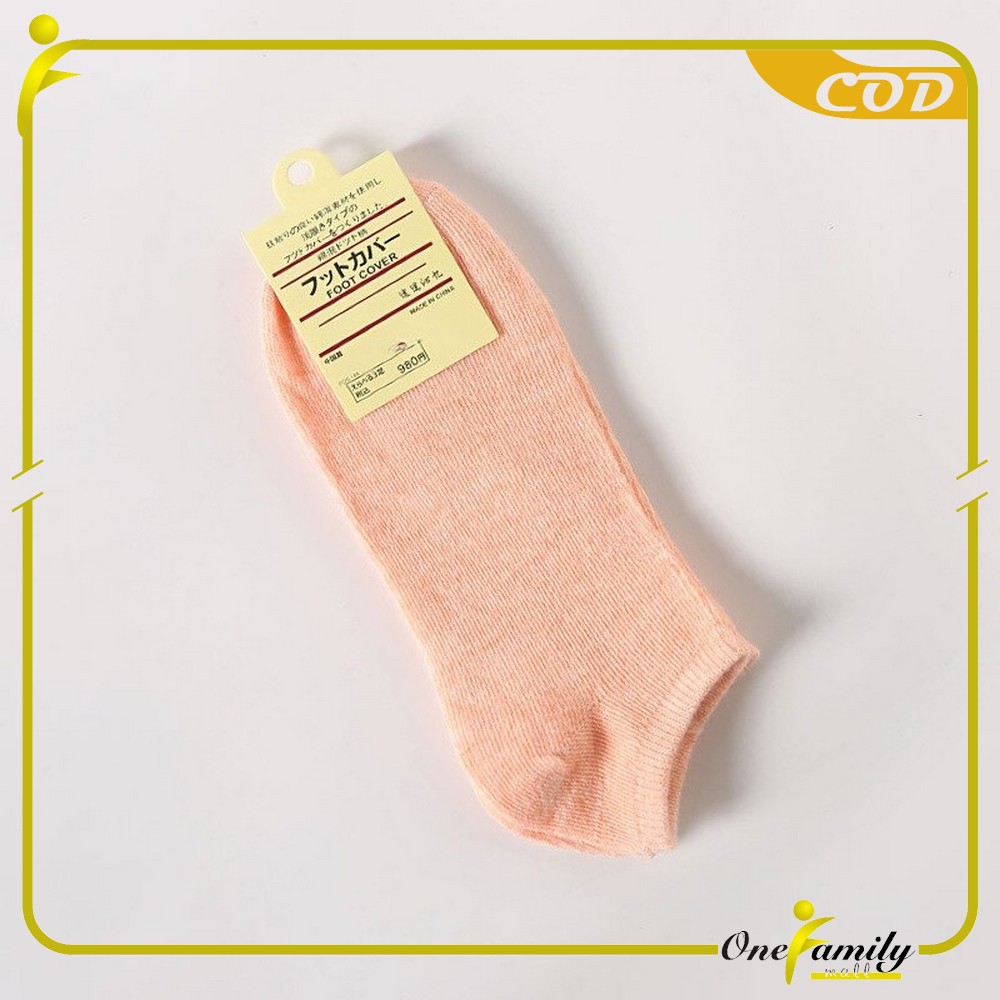 ONE-P59 Kaos Kaki Semata Kaki Polos / Kaus Kaki Wanita / Kaos Kaki Ankle Dewasa / Short Socks Import-ORANGE