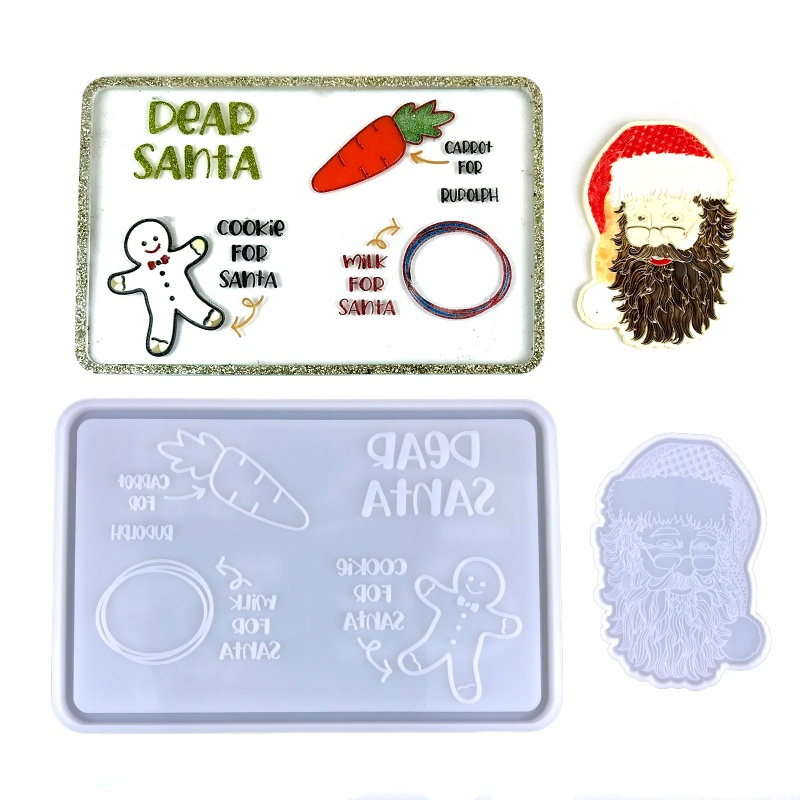 Siy Cetakan Resin Epoksi Dua Sisi Motif Natal Bahan Silikon Untuk Tatakan Gelas Kopi