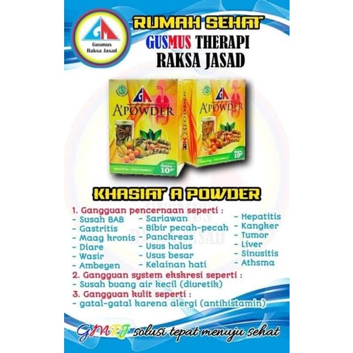 

NG Paket Herbal ABC POWDER Gusmus Terapi (Bisa A Powder saja / B Powder Saja / C Powder saja)
