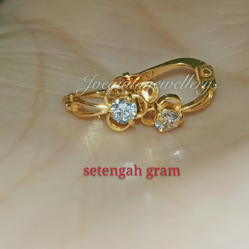 anting jepit mata 1 emas muda