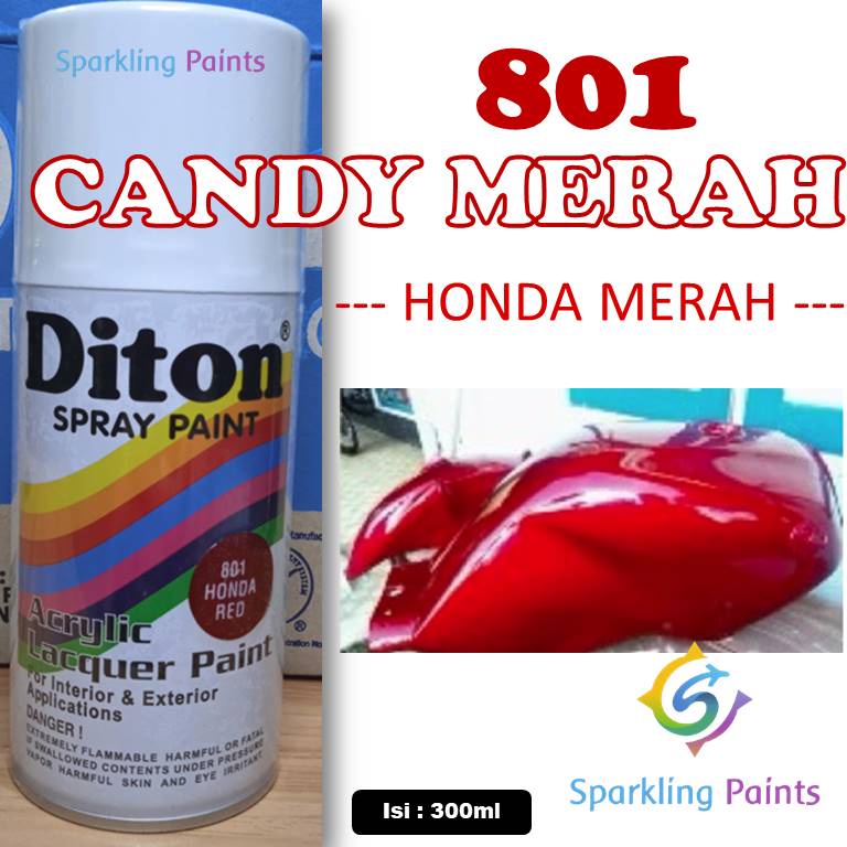 Pilox Diton Honda Red 801 Merah Candy Tone Candytone Transparan Cat Pilok Motor 300ml