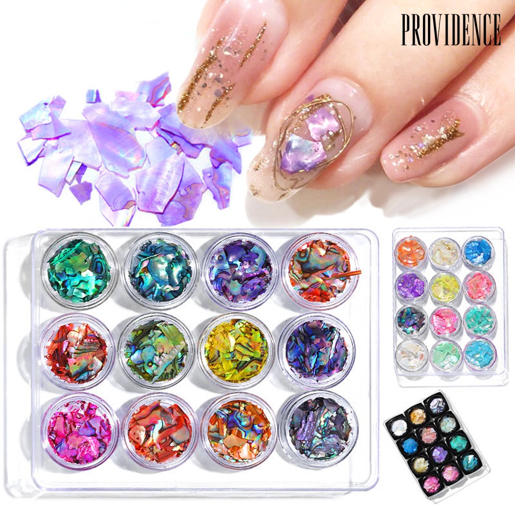 Providence 12Pcs/Set Pro Women Shell Pieces Sequins Nail Art Decorations Manicure Tools