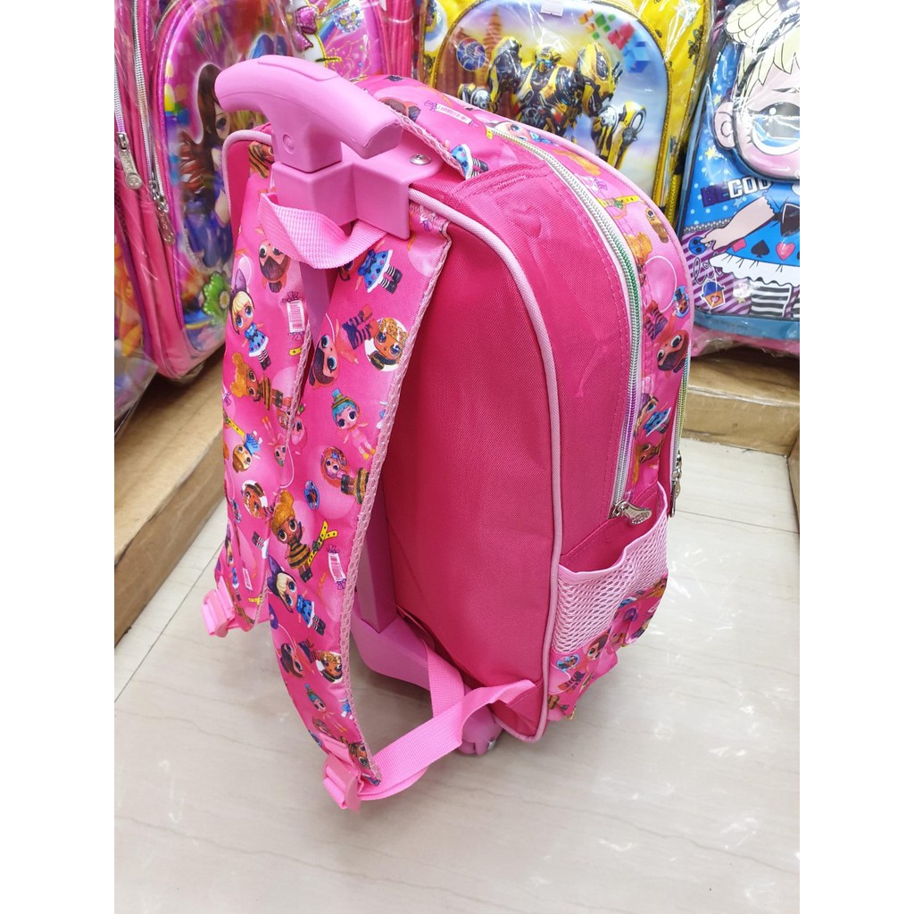 PROMO ANAK SEKOLAH CUCI GUDANG TAS DORONG PEREMPUAN LAMPU + MUSIK Trolley Anak Cewe SD 3 Kantung Besar 5D Timbul Import -  Pilihan Varian