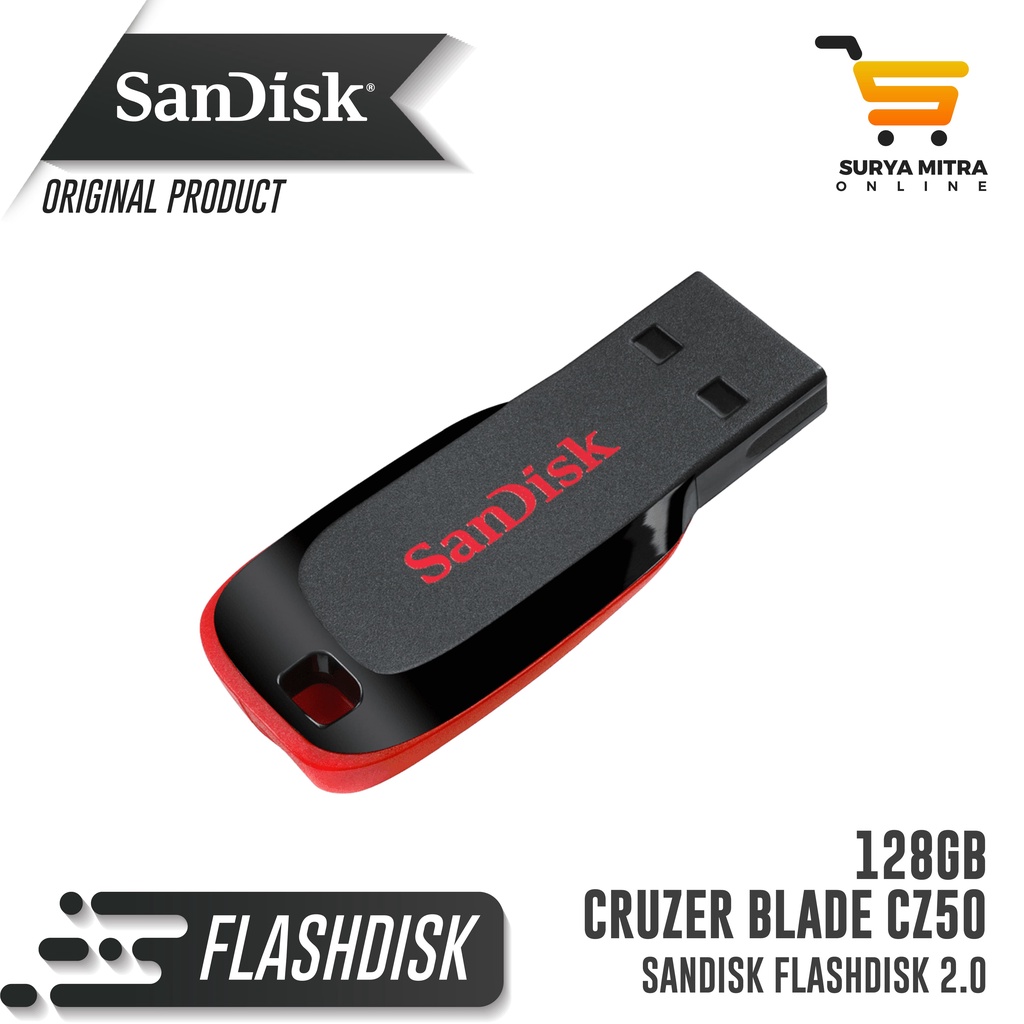 Flashdisk Sandisk 128GB Original Cruzer Blade CZ50