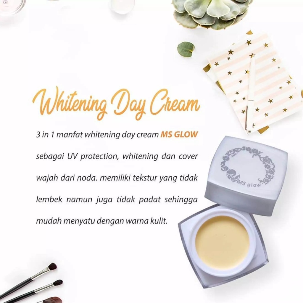 MS Glow Whitening Day Cream Rumah Cantik 354 Krim Pagi yang Melembabkan dan Mencerahkan Kulit Wajah