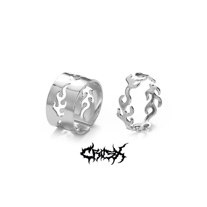 2PCS FLAME SILVER RING / FIRE FLAME COUPLE RING SET / CINCIN API SILVER / CINCIN HIPHOP PUNK RING COUPLE RING CINCIN COUPLE KOREAN STYLE FLAME RING CINCIN API STYLE KOREA AESTHETIC RING ESTETIK CINCIN AESTHETIC CINCIN TITANIUM CINCIN PRIA CINCIN WANITA