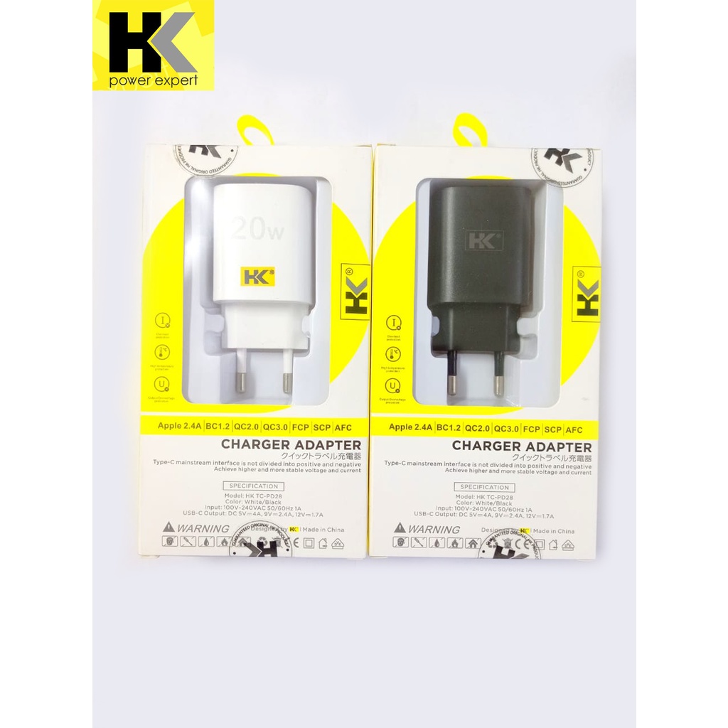 Adaptor Charger Cas HK PD28 USB &amp; Type C PD Batok Fast Charging Quick Charger 20W