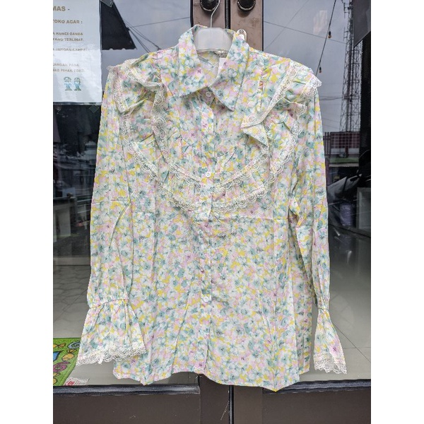 Blouse korea motif bunga Import