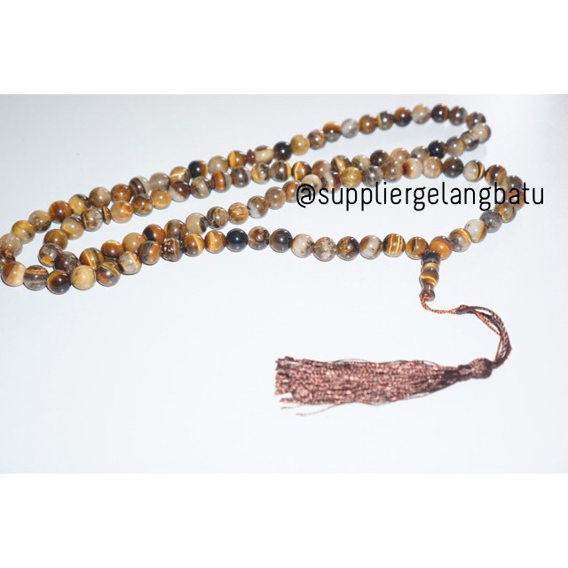 tasbih batu TIGER EYE 99 butir premium tasbeh biduri sepah 8mm 10mm aksesoris renceng pria wanita