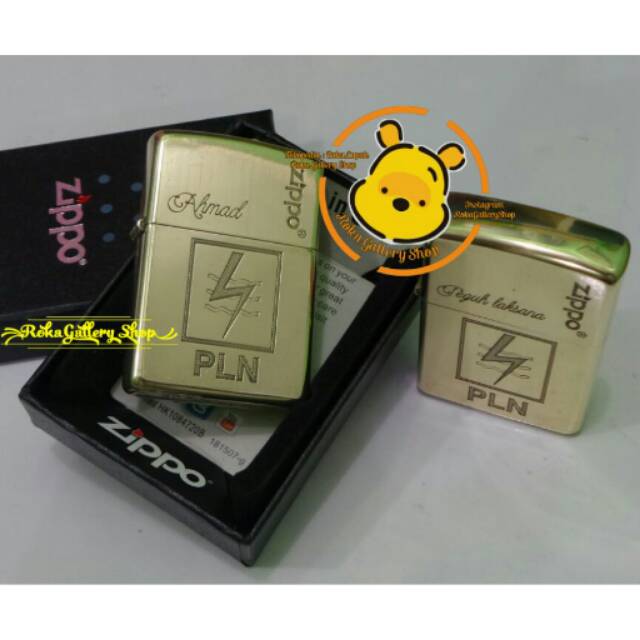 Korek zippo gold custom grafir pln + nama