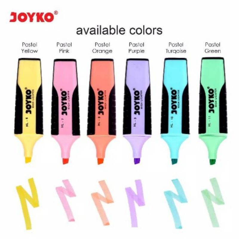 

Joyko Highlighter pastel kode HL6-HL10