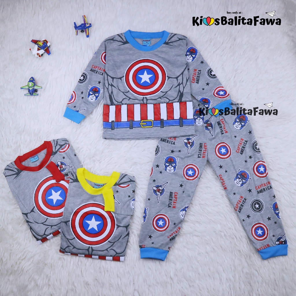 Setelan Marvell uk 5 6 Tahun Bahan  Kaos  Anak Celana  