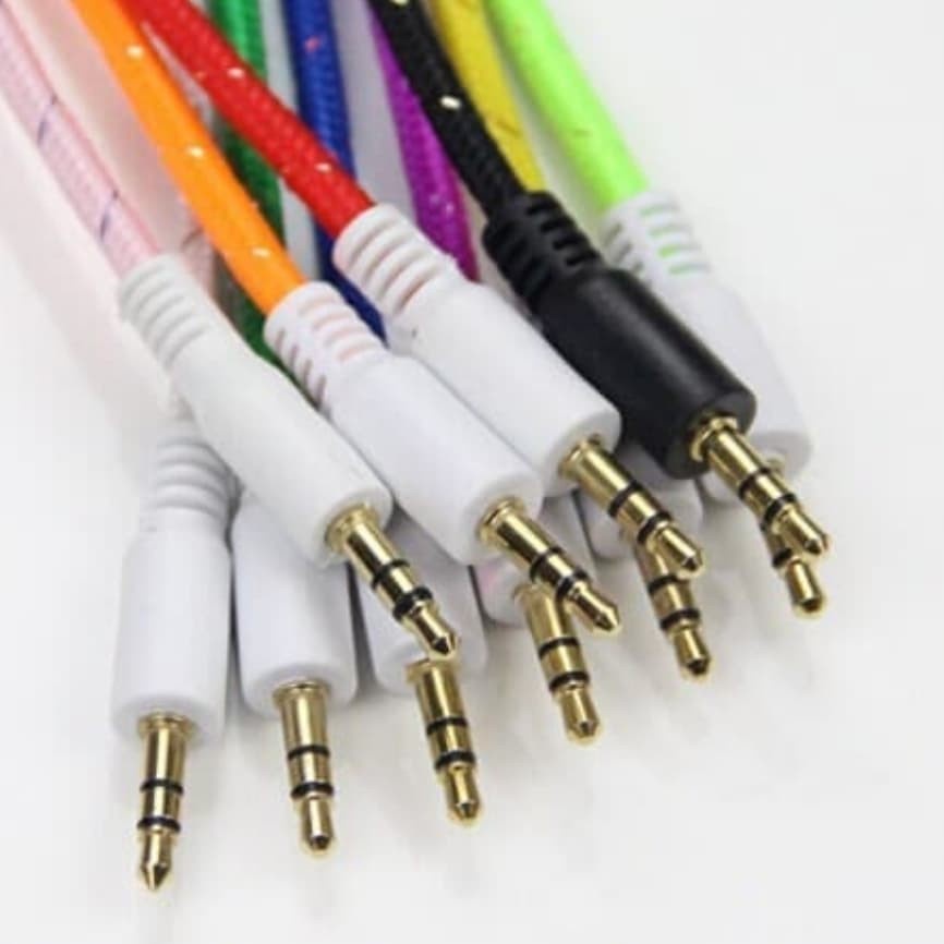 Kabel Aux 1x1 - Kabel Jack Audio 3.5mm Bahan Tali Sepatu