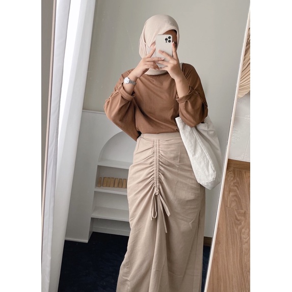 HIZA - Hanna Skirt | Korean Look | Rok Serut Casual | Rok Wanita Terlaris-Coksu