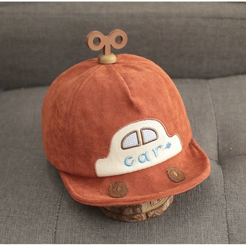 Topi Baseball Anak Laki-laki Hip Hop Motif Mobil Gaya Korea Musim Panas Baby Baseball Cap Hat (car)-New red brick/brown