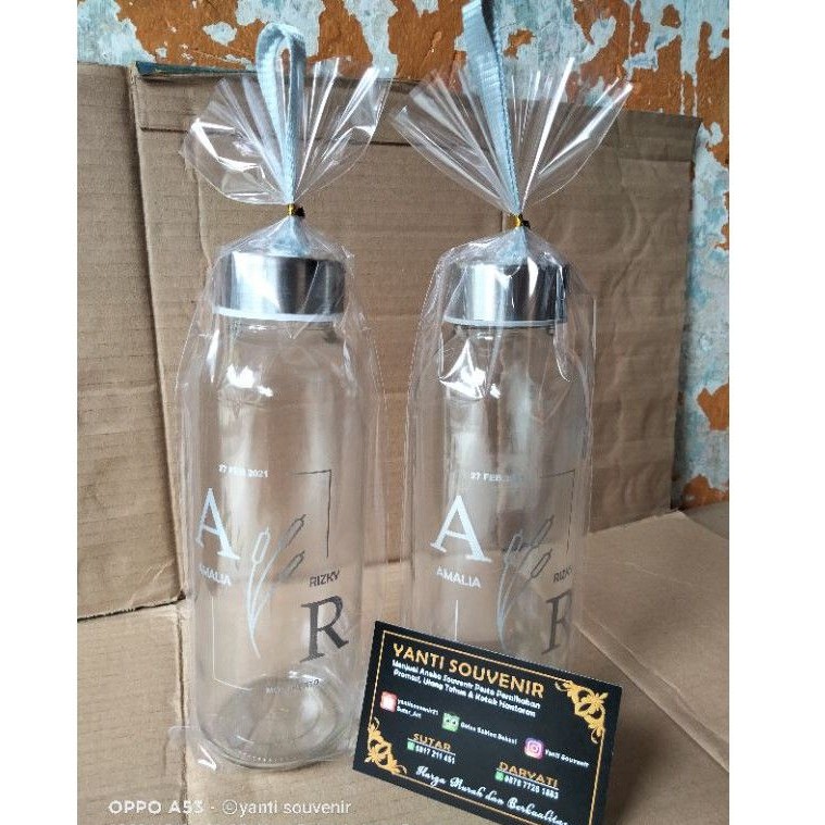 Souvenir Botol Tumbler Bening + Sablon + Kemasan Plastik
