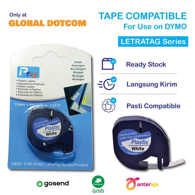 

SALE DYMO LETRATAG LABEL TAPE WHITE PLASTIC 12MM