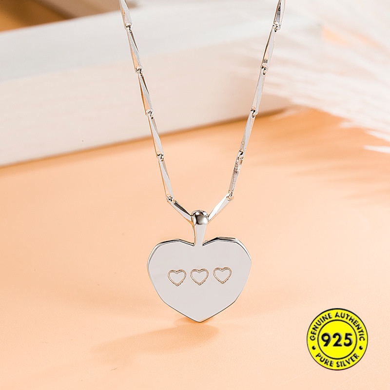 Kalung Rantai Klavikula Bentuk Hati Warna Silver Untuk Wanita