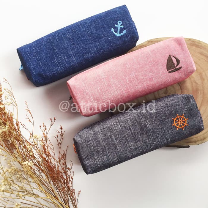 

Pencil Case Kotak Pensil Kanvas Jeans - Merah Muda