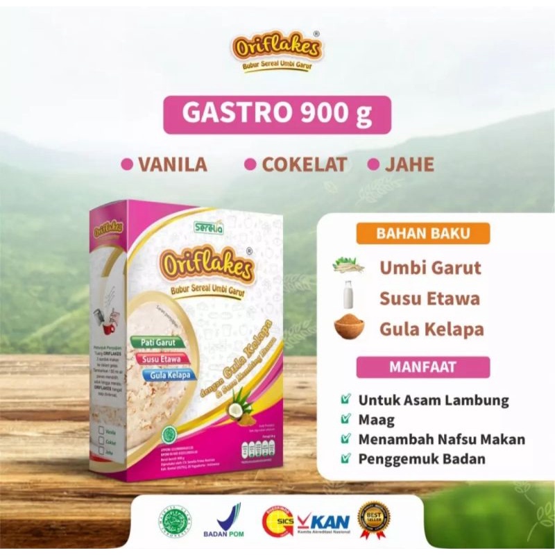 

oriflakes sereal umbi garut gastro 900g solusi maag,asam lambung