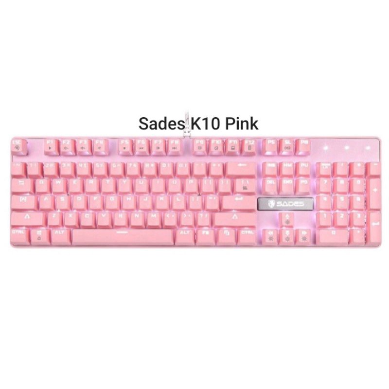 Keyboard Gaming Mechanical K10 Pink keyboard usb rgb sades