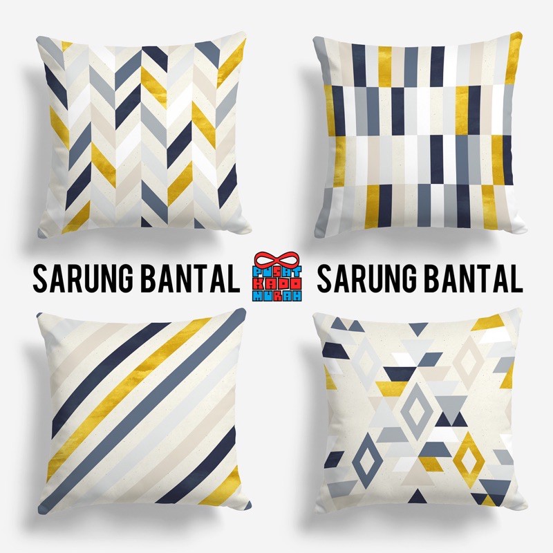 COVER SARUNG Bantal Sofa Motif Abstrak Gold / White / Grey / Black 40x40 cm - PUSAT KADO MURAH