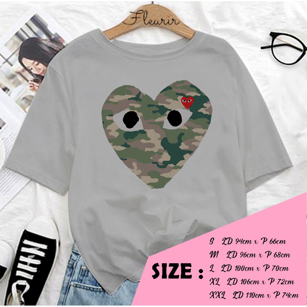 FLEURIR - KAOS CDG ARMY WANITA DEWASA LENGAN PENDEK TEE UNISEX PRIA