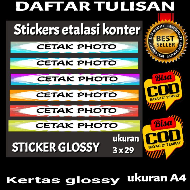 

sticker etalasi konter dan phoncel a6