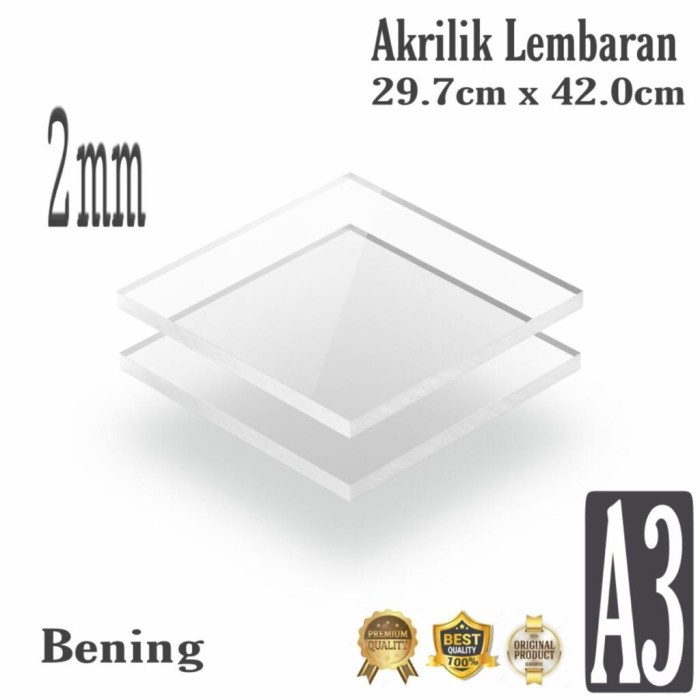 AKRILIK LEMBARAN / ACRYLIC A3 2mm TRANSPARAN ACRYLIC GROSIR
