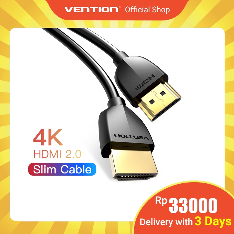 Vention Kabel Hdmi 2.0 4k 60hz Slim Hdmi Cable Untuk Pc Xbox Gaming Monitor TV LCD