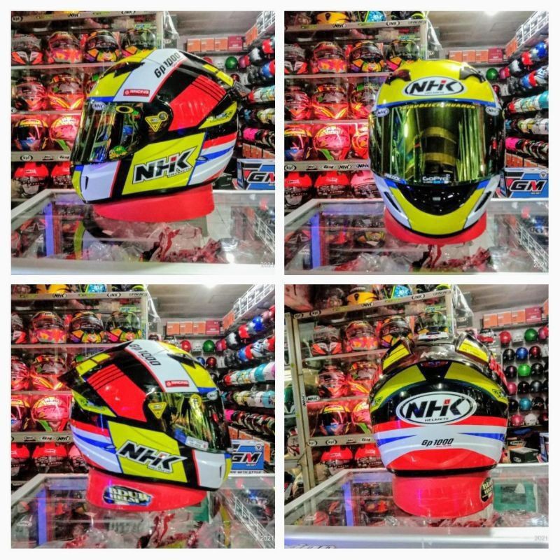 NHK HELM GP1000 MOTIF AXION BLACK YELLOW DOFF PAKET GANTENG