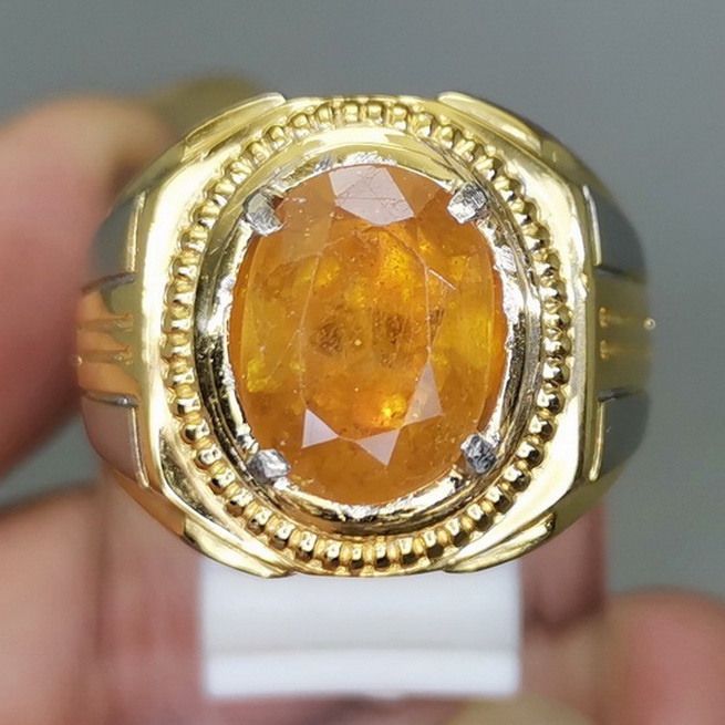 Cincin Batu Akik Yakut Yellow Safir Kristal Ori
