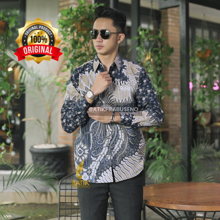 Batik Prabuseno Motif GANTARI Prabuseno Kemeja Batik Pria Lengan Panjang Slimfit Modern Baju Hem Ata