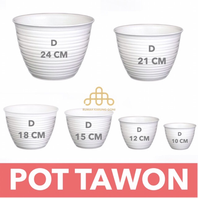 Pot Tawon Putih 5 Ukuran - Diameter 10-24 CM - Pot Tanaman - Pot Bunga Cantik - Pot Dekorasi Rumah