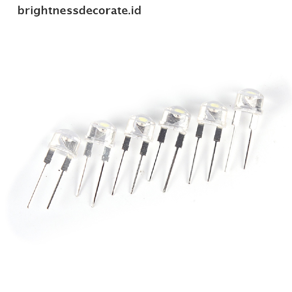 50pcs / lot Lampu Dioda Pemancar Cahaya Putih Terang 8mm Untuk Sedotan