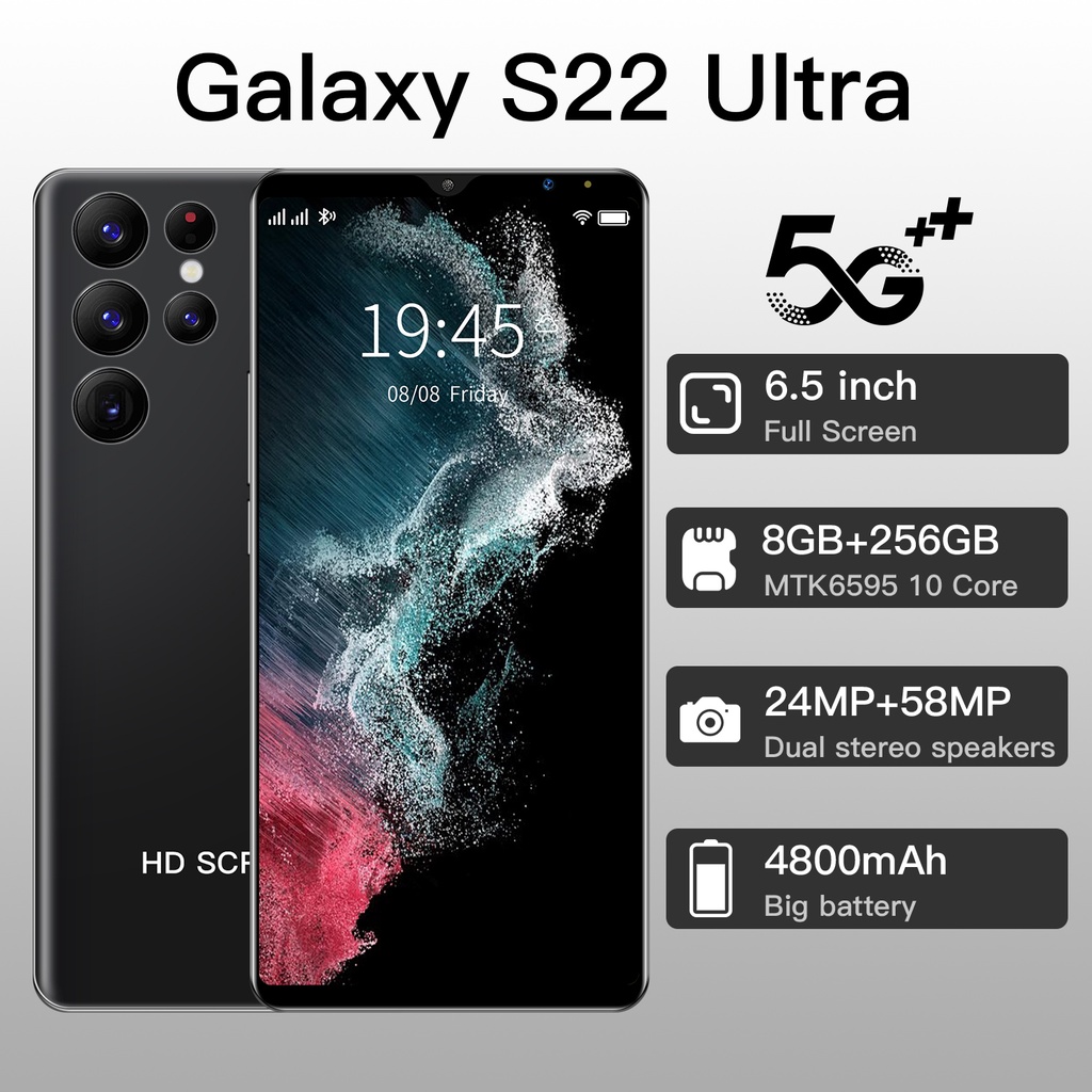 【COD+Pengiriman lokal】Galaxy S22 Ultra hp Smartphone RAM 8GB+256GB handphone murah promo cuci gudang Android ponsel pintar